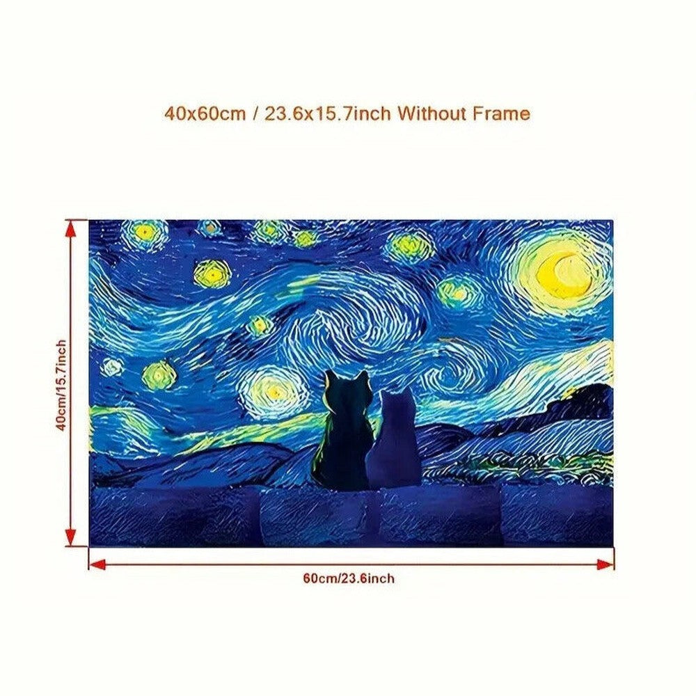 Van Gogh Cats Under The Stars Colorful Canvas Art Print 15.7" x 23.6" NEW! Home & Garden:Home Décor:Posters & Prints Style Your Walls